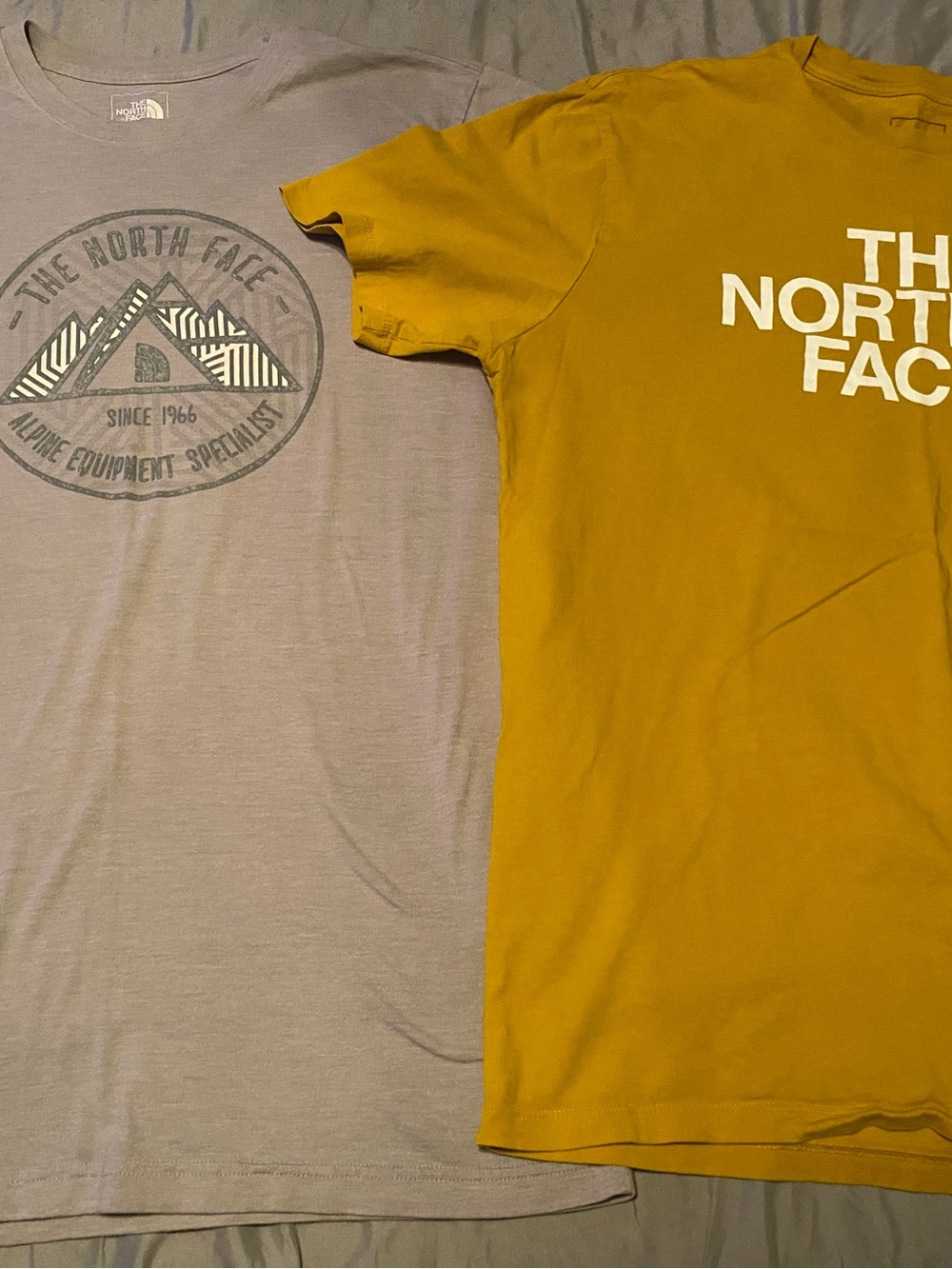 The North Face Men's Short Sleeve Logo Tee - Mustard Yellow and Gray